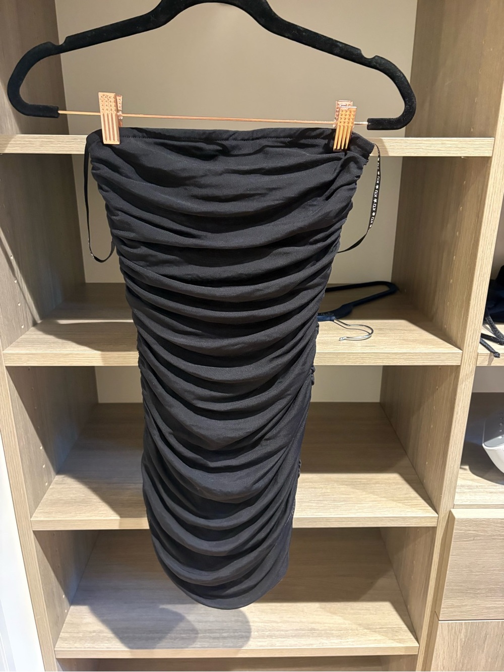 Katie J NYC Black Ruched Strapless Pencil Dress for Kids